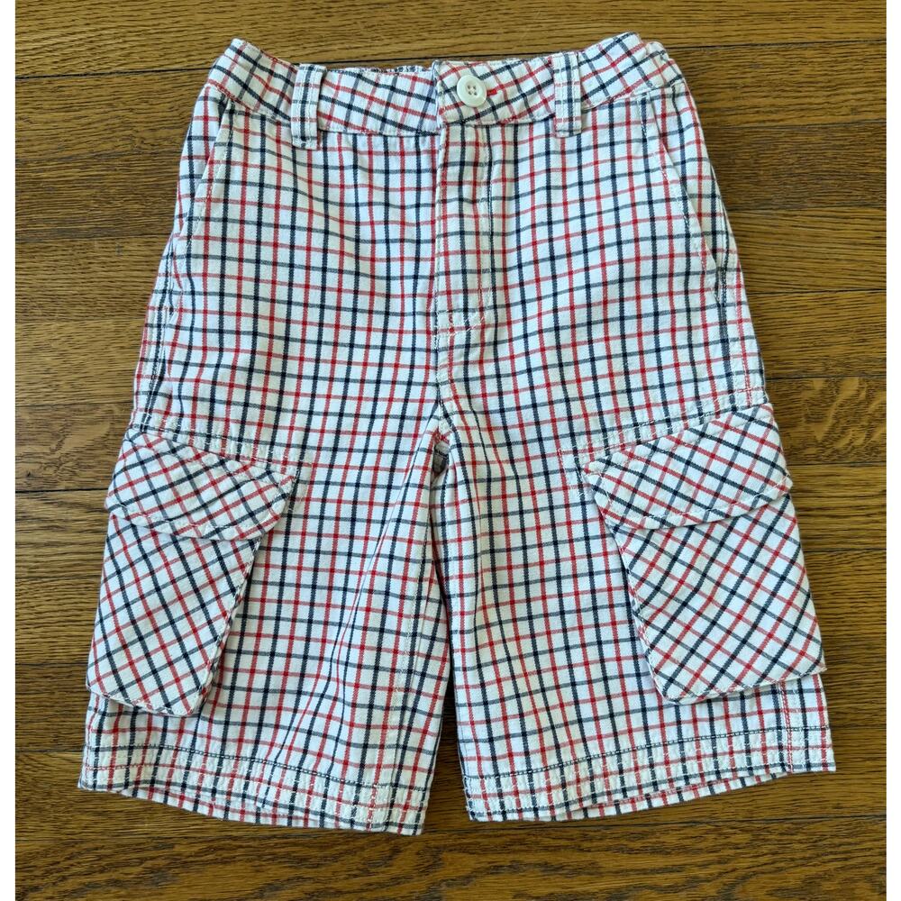 Hanna Andersson Boys' Red and Blue Plaid Cargo Short Size 8